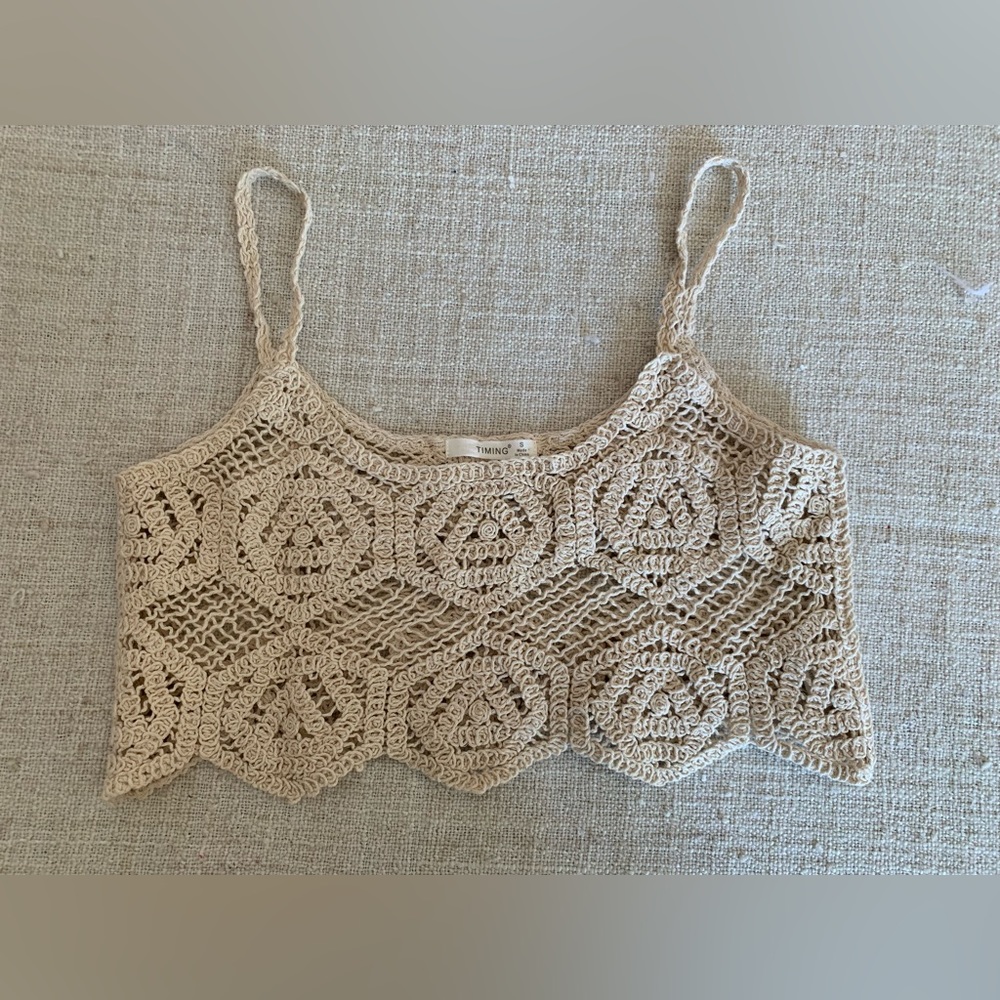 Timing ivory lace crochet bra top